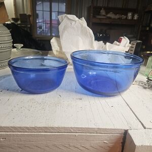 Anchor Blue Vibrant Glass Bowl Duo